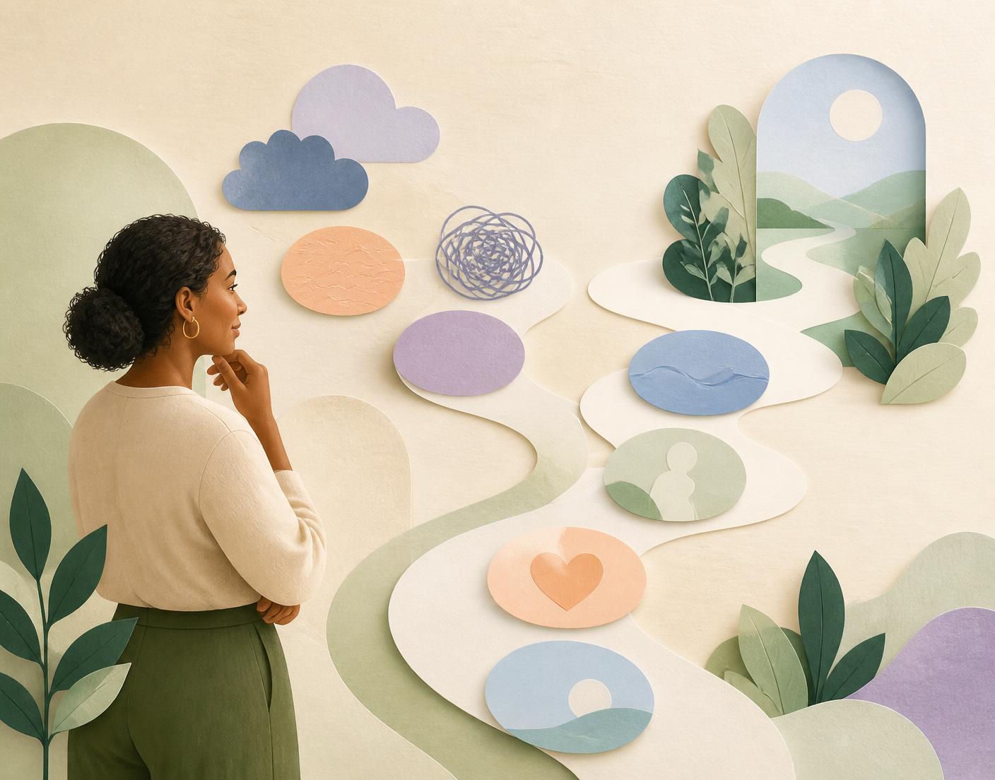 An adult seeing several concerns come together as a clear personal pathway